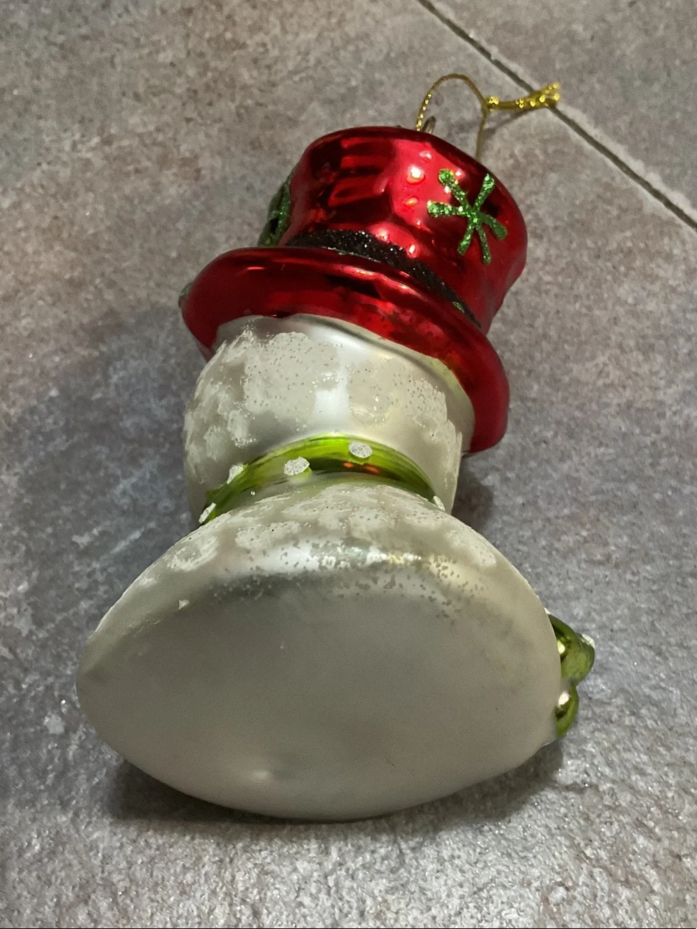 Holiday Snowman Ornament with Red Hat and Green Scarf